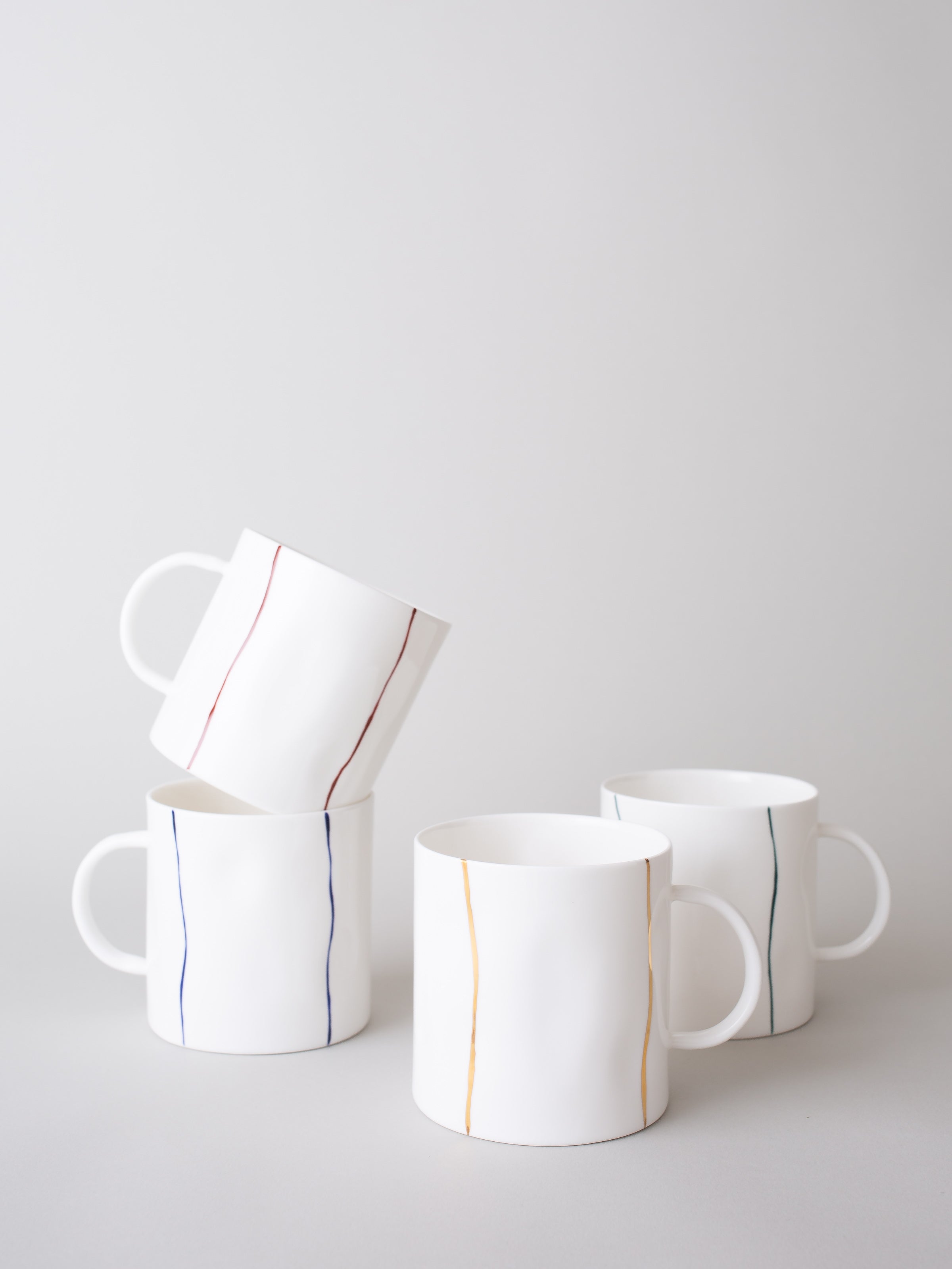 Set of Four Stripe 12oz Tea Mugs Harrods Exclusive