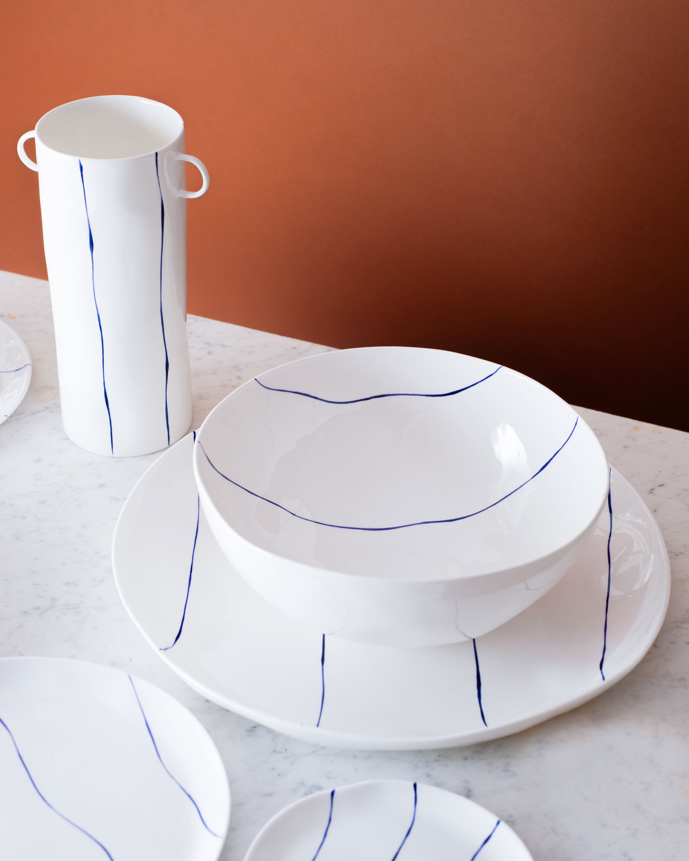Striped Deep Serving Bowl